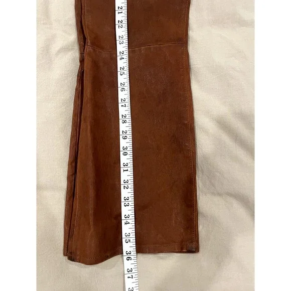 Rag & Bone Womens Sz 30 Hana Lamb Leather Pants Brown Highrise Crop Wide Leg - Picture 11 of 11
